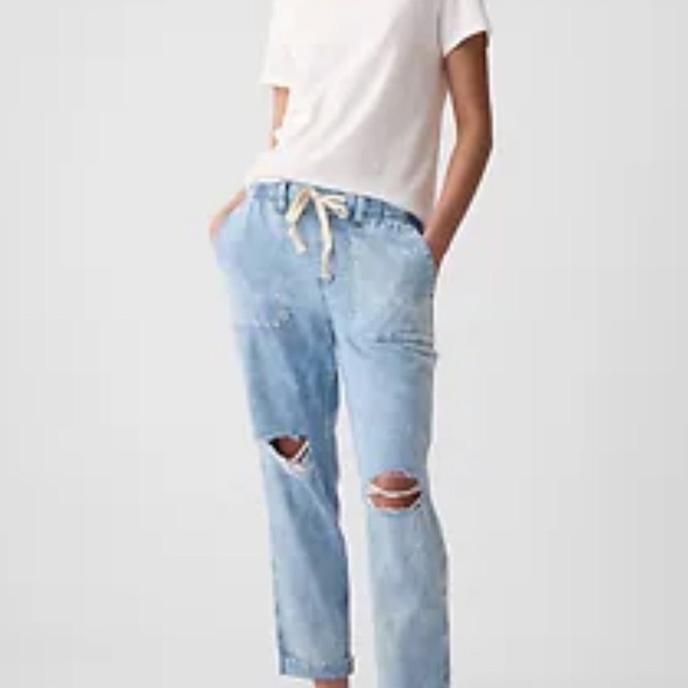 GAP Pullon Drawstring Jeans Relaxed Fit Distressed